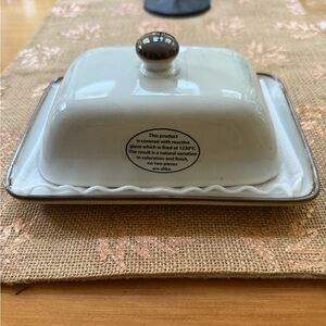 Cream & Brown New  Geneva Butter Dish